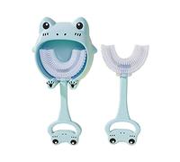 Kids U Shaped Toothbrush with Toothbrush Holders, Cute Cartoon Tiger Frog Children's Manual Toothbrush Cleaning Protect Teeth for Toddlers 2-12 Years Old