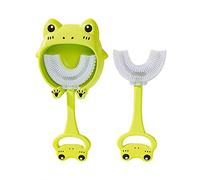 Kids U Shaped Toothbrush with Toothbrush Holders, Cute Cartoon Tiger Frog Children's Manual Toothbrush Cleaning Protect Teeth for Toddlers 2-12 Years Old