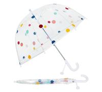 Kids Umbrella-Clear Dome Umbrella with Safety Opening-Lightweight Stick Umbrella for Girls,Dots White