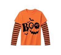 Kids Unisex Age 4-5 Years Old Halloween Long Sleeve Shirts Toddler Shirts Glow in The Dark Skeleton Tshirts Kids Orange Tops Cotton Casual Tees Crewneck Winter Clothes