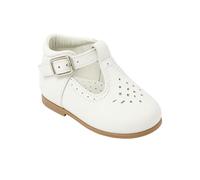 Kids Unisex Buckled Leather Mary Jane White Shoes - Comfortable and Durable Footwear UK Infant 7