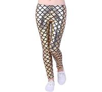 Kids Unisex Girls Boys Mermaid Metallic Fish Scale Stretch Disco Party Party Leggings Age 5-13 (Gold, 7-8 years old)