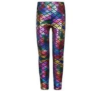 Kids Unisex Girls Boys Mermaid Metallic Fish Scale Stretch Disco Party Party Leggings Age 5-13 (Multicoloured, 7-8 years old)