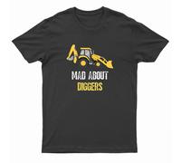 Kids Unisex "MAD ABOUT DIGGERS" T-Shirt - Black - 3-4 Years