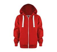 Kids Unisex Plain Hoodies Fashion Long Sleeve Zip Up Hooded Jackets Casual Solid Color Loose Fit Sweatshirt for Boys and Girls Comfortable and Soft Coats for 3-12 Years (Z03-Red, 6-7 Years)