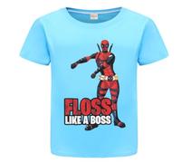 Kids Unisex Pullover Casual Cotton T Shirts New Movie Hero Cartoon Top Jumper Tees (Sky Blue,7-8 Years,7 Years,8 Years)