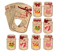 Kids Valentines Day Cards, 48pcs Valentines Exchange Greeting Card, Valentines Mason Jar Card, Bow Heart Pattern For Valentine's Day Wedding