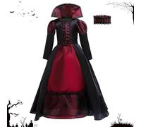 Kids Vampire Costume | Halloween Royal Vampire Costume Set for Girls,Halloween Spooky Outfit for School Performances Carnival Party Haunted House Photo Prop