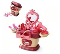 Kids Vanity Table,Girl Makeup Sets for Girls 3+ Years (Pink)