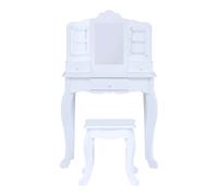 Teamson Kids Wooden Kids Vanity Table And Stool Set, White With Drawers
