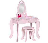 Kids Vanity Table & Stool Pink MDF 88x60x36cm with Mirror Drawer Stool HeartsSet