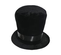 Kids Victorian Top Hat Costume Accessory - Pack of 2 - Soft Black Plush 55cm Top Hat with Black Satin Band - Kids Victorian Gentleman Historical Fancy Dress Costume Accessory
