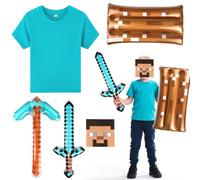Kids Video Game Costume Set with Mask and T-shirt, Gaming Themed Fancy Dress Outfit (140cm)
