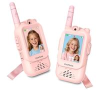 Kids Video Walkie Talkie Rechargeable, 2 Pack Real-Time Video Interactive Toy with Emoji, Selfie, Sticker, No Internet Safe Auto Pairing, Birthday for Girls Age 4-8 (Pink/Pink)