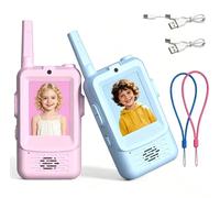 Kids Video Walkie Talkies, 2 Pack Long Range Walkie-Talkie for Kids, Rechargeable Video Call Toys for Indoor, Camping, Hiking, Travel, Christmas Birthday Gift for Boys Girls Age 3-12 (Blue/Pink)