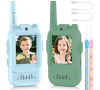 Kids Video Walkie Talkies 2 Pack, Rechargeable Toddler Walkie Talkies with 3 Voice Effects, Indoor Outdoor Travel Gifts, 1000 Feet Range 2 Way Radio Toys for Kids Ages 3-12 Years Old Boys Girls