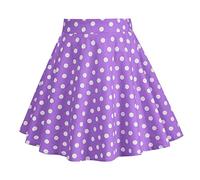Kids Vintage 50's Polka Dot Swing Skirt Girls Full Circle Pleated Skater Tennis School Skirt A-Line Knee Length Casual Daily Party Skirt Purple 4-5 Years