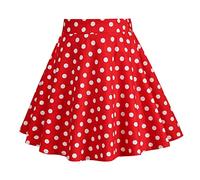 Kids Vintage 50's Polka Dot Swing Skirt Girls Full Circle Pleated Skater Tennis School Skirt A-Line Knee Length Casual Daily Party Skirt Red 9-10 Years