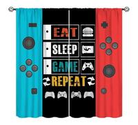 Kids Vintage Game Controller Curtains for Bedroom, Gaming Gamepad Window Treatment Gamer Room Red Blue Gamepad Window Drapes for Boys Girls Teens Man Living Room Playroom W42xL63in(Decor)