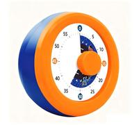 Kids Visual Timer, 60-Minute Silent Countdown Clock with Race Car Disk, Visual Timer for Kids Toddlers, Kitchen Classroom Timer for Homeschool Cooking, Small Desk Timer Gift, Orange Navy Blue