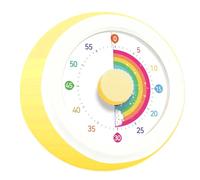Kids Visual Timer, 60-Minute Silent Countdown Clock with Rainbow Disk, Visual Timer for Kids Toddlers, No Ticking Classroom Timer for Homeschool Cooking, Small Desk Timer Gift, White Yellow