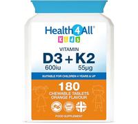 Kids Vitamin D3 + K2 180 Chewable Tablets, 6 Months Supply, for Children 4+