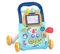 Kids Walker with Wheels, Sit to Stand Learning Push Toy, Early Educational Walker, with Drawing Board and Geometric Cartoon Animals Graphic, Portable 40x32x40.5cm for Babies 6-36mos Old