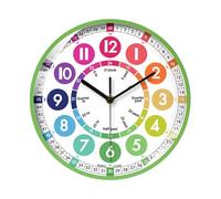 Kids Wall Clock - 25.4cm ABS Multi-Colored Learning Clock | Educational Talking Learn To Tell Time | Colorful Telling Time - Kids Room Wall Decor For Classroom