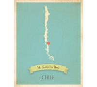 Kid's Wall Map, My Roots Chile Personalized Wall Map 05x07 Inch Print, Kid's Chile Map Wall Art, Wall Art Print, Nursery Decor, Nursery Wall Art