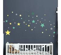 Kids Wall Stickers - Baby Room Decoration - Child Wall Stickers - Wall Sticker 50 Green and Yellow Stars - Child Wall Sticker - H30 x W40 cm