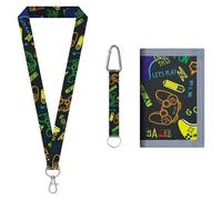 Kids Wallet Tri fold Coin Pocket,Boys Wallets for Teenagers,Children Neck Pouch with Zipper Key Chain and ID Window Card Holders with Lanyard and Key Chain Holder for Toddler Children Birthday Gifts