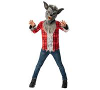 Kids Warewolf Costume Boys Wolf Fancy Dress Outfit Halloween + Mask