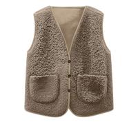 Kids Warm Shearling Gilet Soft Thermal Sleeveless Jacket Fuzzy Fleece Sleeveless Vests Button Down Casual Outwear Travel Sherpa Vest Jackets Lightweight Versatile Coats Age 5-14 Years