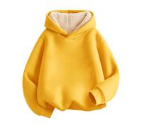 Kids Warm Winter Hoodies Fleece Lined Long Sleeve Hooded Sweatshirt Oversized Hoodie Pullover Sweatshirts Casual Fashion Sweater Toddler Girls Fall Winter Clothing (Yellow, 5-6 Years)