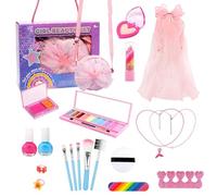 Kids Washable Makeup Set - Toy Beauty Case, Realistic Makeup Kit | Washable Cosmetics, Portable Play Makeup Box Girls for Age 3-12 Activity Set, Dress-Up Corner, Imagination Zone