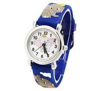 Kids Watch for Boys Girls 3D Time Teacher Cartoon Toddler Watch Cartoon Pattern Silicone Band Waterproof Quartz Watch Best Gift for Childrens Gift Pouch Extra Battery (Elephant Blue)