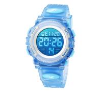 Kids Watch, Kids Watch Age 6-15, Sport Digital Outdoor Multifunctional Chronograph LED 50M Waterproof Alarm Calendar Analog Kids Watch with Silicone Strap, 15 - Jelly Blue, Pequeño, Kids Watch