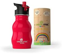 Kids Water Bottle - 350ml, Red | Stainless Steel | Upgraded Leak Proof Lid With Straw & Handle for Children | Easy Sip Toddler Cup | Eco Friendly Drinks Bottle | Great for a Lunch box or Gift