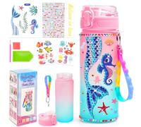 Kids Water Bottle Decoration: Ideal Birthday Christmas Gifts Mermaid Toys Painting for Boys Girls with Craft Sets for 3-12 Years Old, DIY Sport Bottle Kits with Diamond Art Stickers for Aged 5 6 7 8 9