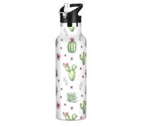 Kids Water Bottle for School, Kids Water Bottle Stainless Steel for Travel or School 20 Oz, BPA-Free, Painted Watercolor Cacti