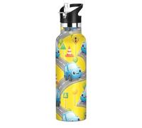 Kids Water Bottle with Straw for School 20 Oz Water Bottle Insulated for Boys Girls, BPA-Free, Cute Cartoon Blue Cars Eyes