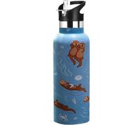 Kids Water Bottle with Straw,Sea Otter Bottle Vacuum Insulated Stainless Steel Travel Mugs Tumbler For Sport School Outdoor 20 oz