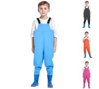 Kids Water Proof Trousers, Rain Trousers Bib Overalls Boys Girls Rain Dungarees Wind Mud Pants Outdoor Rainwear Detachable Braces Bottoms for Outdoor, Rainy and Snowy Days Blue