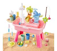 Kids Water Table - Outdoor Sensory Activity Playset | 4in1 PlaysSink with Running Water Pump for Boys Girls Ages 4-8, Summer Backyard Toy with Splash Basin, Pretend Washing Station, Beach Garden Fun