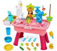 Kids Water Table With Electric Pump - Realistic Running Play Sink For Young Ages 1-3, 4-8 | Removable Legs, 180° Rotating Faucet, Fishing Game & Toy Vegetables