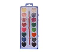 Kids Watercolor Paint Kit - Heart Shaped Palette Set, Bright Multi Purpose Colors, Safe Durable Material With Smooth Mixing Wells | Fun Painting Supplies For Learning Progress Holidays Activities