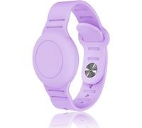 Kids Waterproof Airtag Bracelet Compatible with Apple AirTag, Hidden Silicon Protective Case for Air Tag GPS Tracker Holder, Adjustable Anti-Lost Watch Band for Toddler Child (Purple)