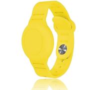 Kids Waterproof Airtag Bracelet Compatible with Apple AirTag, Hidden Silicon Protective Case for Air Tag GPS Tracker Holder, Adjustable Anti-Lost Watch Band for Toddler Child (Yellow)