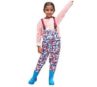 Kids Waterproof Dungarees Boys Girls Unisex Lightweight Print Rain Trousers with Adjustable Strap Over Trouser Mud Windproof Overalls Rain Pants Rainwear Age 1-15 Years (9-10 Years) Pink
