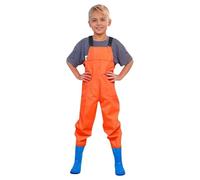 Kids Waterproof Dungarees Boys Girls Unisex Lightweight Rain Trousers with Adjustable Strap Over Trouser Mud Windproof Overalls Rain Pants Reflective Strip Rainwear Age 2-17 Years